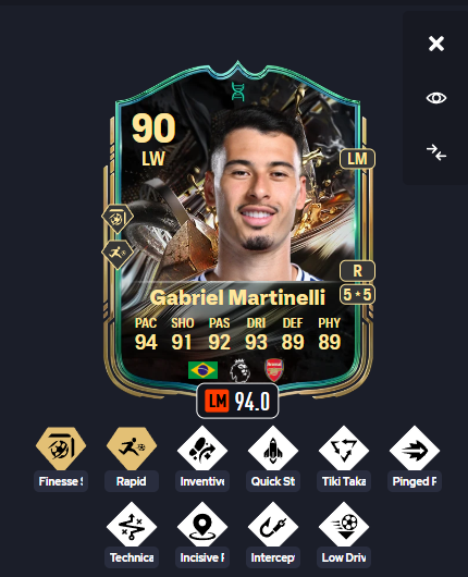 xBraedenFC_'s tweet photo. 🚨 LAB ALERT 🚨

ONE OF THE BEST IN YESTERDAY’S EVO “BLAZING WINGER” 🔥

MARTINELLI 🇧🇷

ALMOST FULL 90 😮‍💨

94.0 META 📈

Finesse+ 🥶
Rapid+ ⚡

-Quick Step 🚀
-Technical
-Tiki Taka
-Pinged Pass
-Low Driven
-Incisive
-Inventive
-Intercept

94 Pace ⚡
93 Dribbling 🕺
92 Passing

THIS CARD IS TOO FAST 😈

#EAFC #EVO #Meta