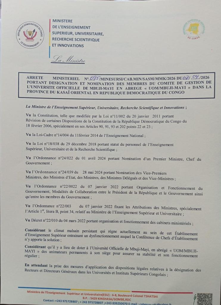 MarcelKabueka's tweet photo. Les médiocres jubilent sur une fausse info.
L’abbé recteur Cibaka Cikongo est toujours là.
L’Université de Mbujimayi a encore besoin de son leadership fort et éclairé.
Jeunes, profitez d’apprendre sous sa direction.
Demain, beaucoup le regretteront.
CIBAKA AZA NANU 💪 https://t.co/CYgrMOVWAe
