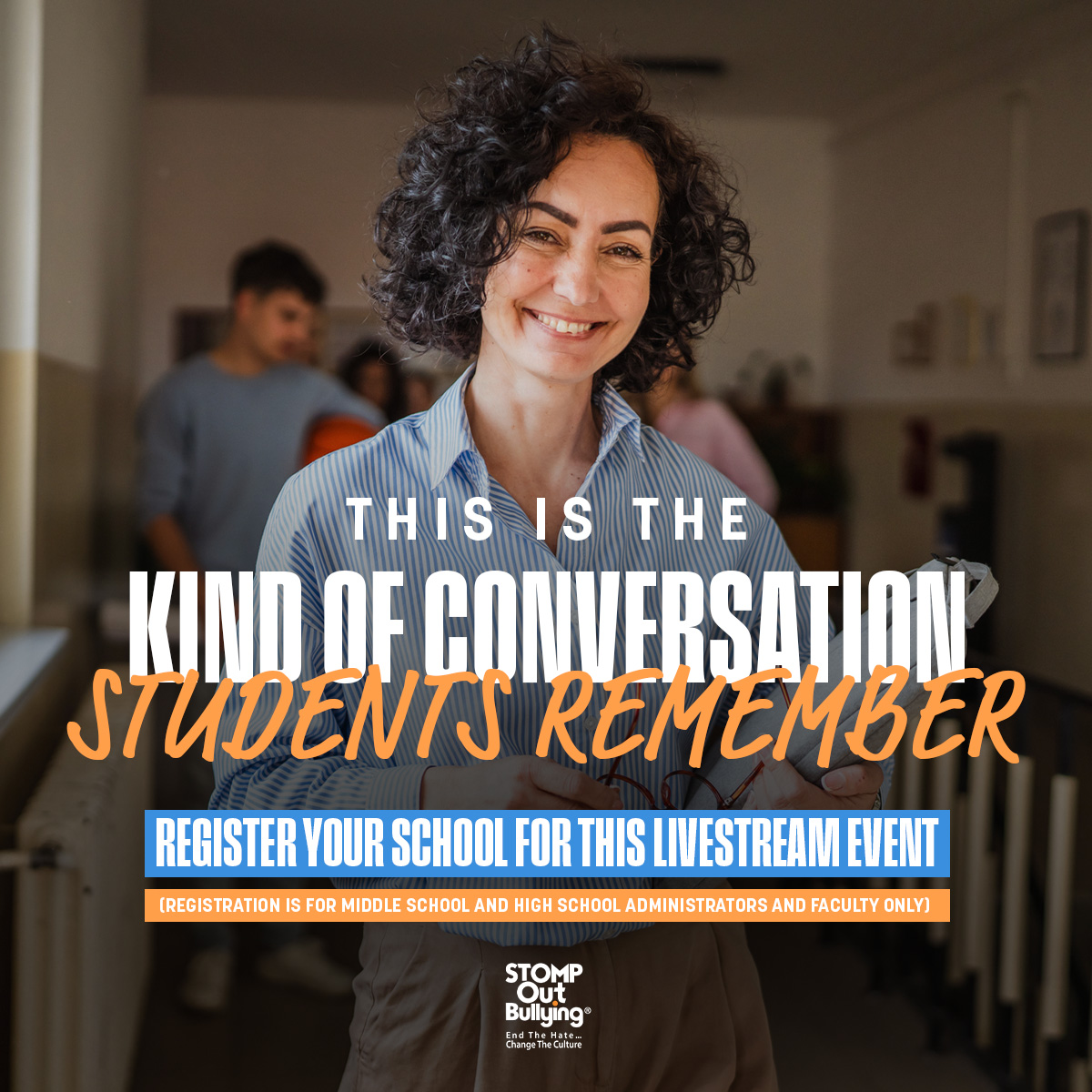 STOMPOutBullyng's tweet photo. Culture Shock– The Quick Details:
WHO: Middle &amp; HS educators + students
WHAT: FREE celebrity video livestream event
WHEN: April 30, 2026 | 11 AM EST
WHERE: Stream at your school
WHY: Real stories that spark real conversations
HOW: Register your school: https://t.co/O9R6JkVFV9 https://t.co/xkkj7hLlyv