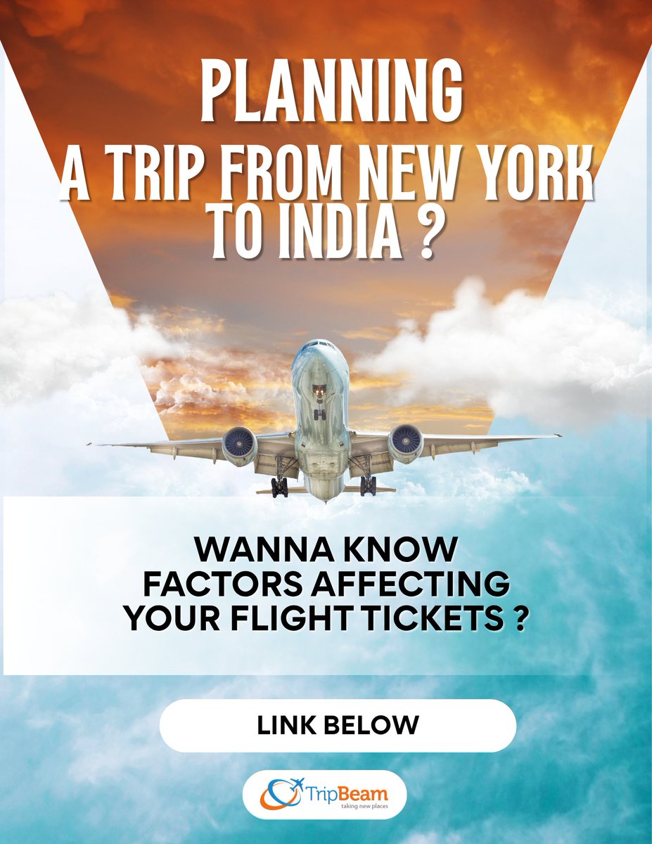 trip_beam's tweet photo. Planning your trip from New York to India? 🇺🇸✈️🇮🇳
Don’t miss these key factors that affect your flight ticket prices! 💸

Read our latest blog to travel smarter &amp; save more 👇

https://t.co/Q6CeA6BriT https://t.co/hmB7FArUfl