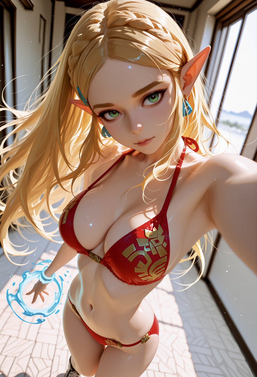 MiguelPicab's tweet photo. A bright red bikini with gold details that clings to every curve as if the Triforce itself designed it. 👙
#ZeldaBikiniNuevo #PrincessZelda #ZeldaBeachQueen #BikiniZelda #LegendOfZeldaWaifu #ElfPrincess #AnimeBrutal #ZeldaSexy #Fyp #Viral https://t.co/1FdjWm1Tbp