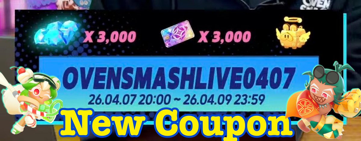 Friede_Pika's tweet image. 【新着】オーブンスマッシュ、またまたクーポンが貰えるぞ！！🎫

【OVENSMASHLIVE0407】

💎3000＋🎫3000＋🎁1

日本語版クーポンコード入力はこちらから↓
coupon.devplay.com/coupon/cos/ja