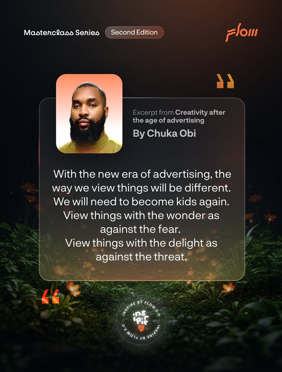 winwithflow's tweet photo. Our second Inspire by Flow session with @chukaobi  left the room with a lot to think about.

He spoke about advertising in every form; creativity, AI, and what it actually takes to stay relevant in this industry.

Listen here: https://t.co/JX0HHCsX30
#InspirebyFlow #WinwithFlow https://t.co/P6nzbMsVEj