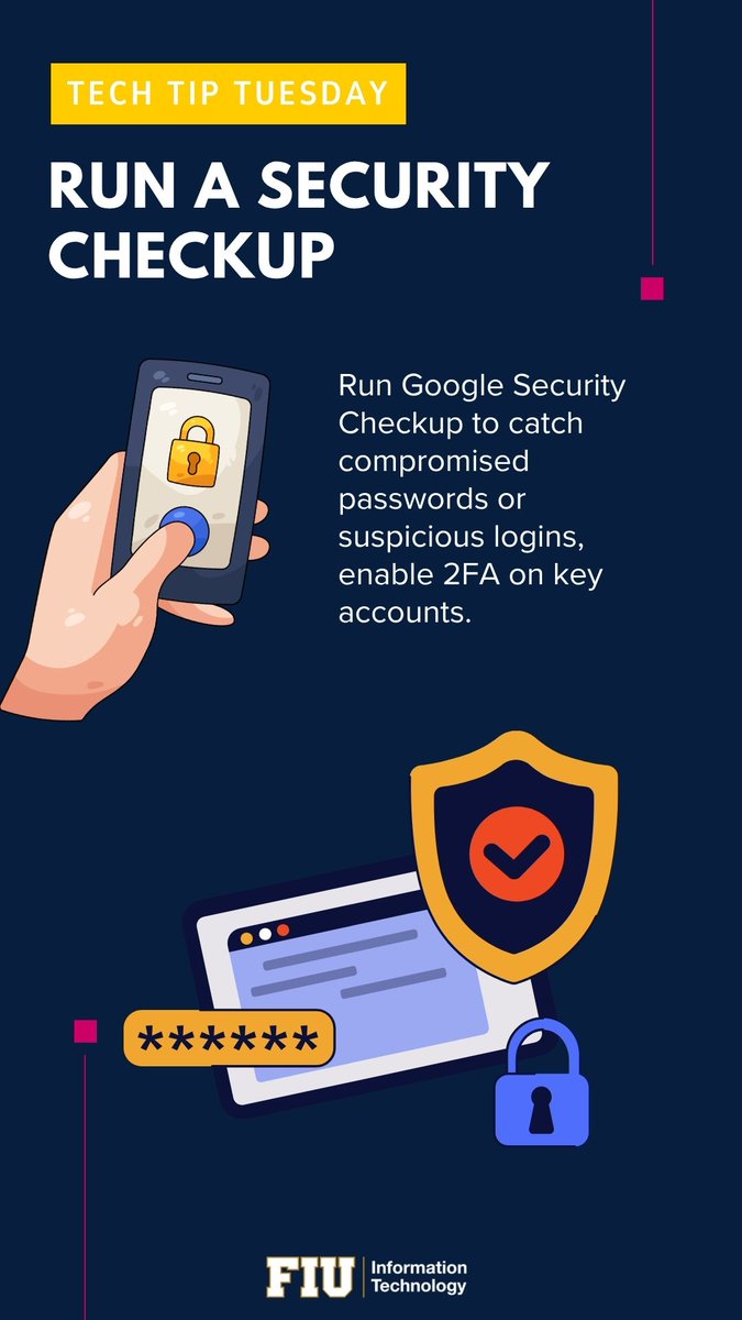 Panthers, do a Google Security Checkup! 🔍 Fix weak passwords,  catch weird logins, and turn on 2FA 🔐