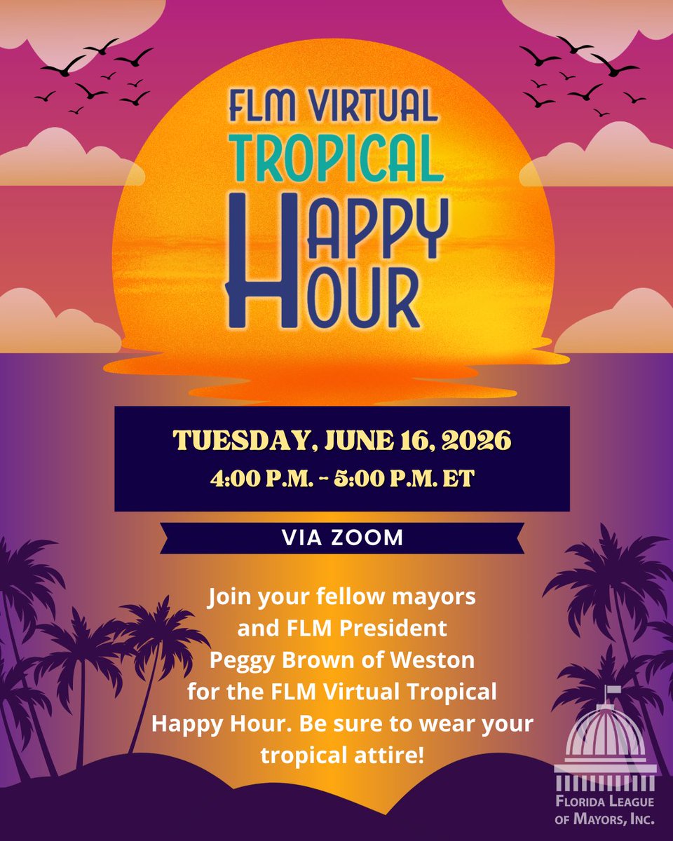 FlMayors's tweet photo. Mark your calendars for a "virtual getaway." 

Mayors, register at https://t.co/DN5j5th5qA today and secure your spot. https://t.co/fig013tfTI