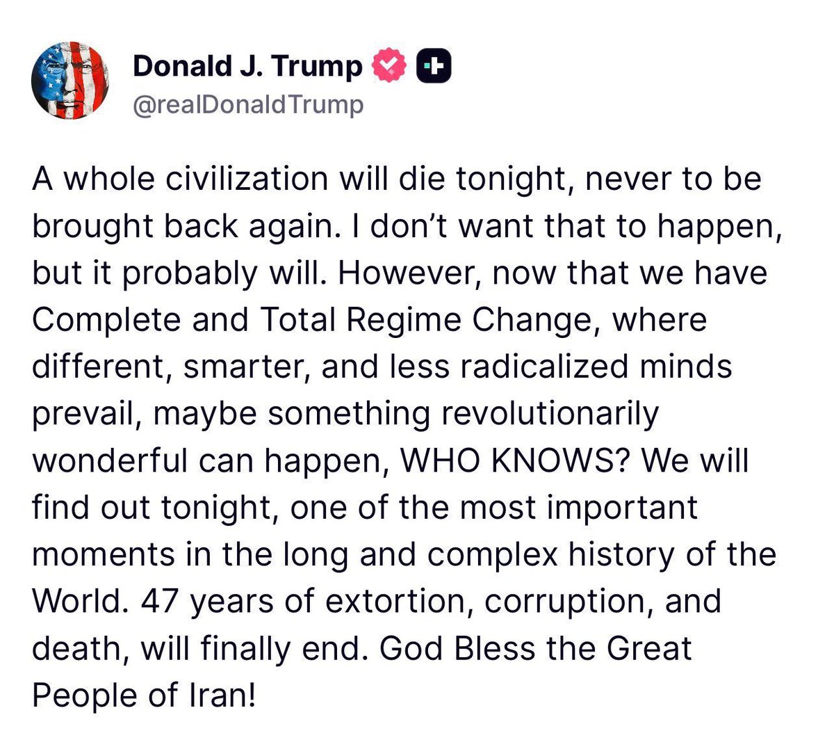 After bombing a school and massacring young girls, the war criminal in the White House is threatening genocide.