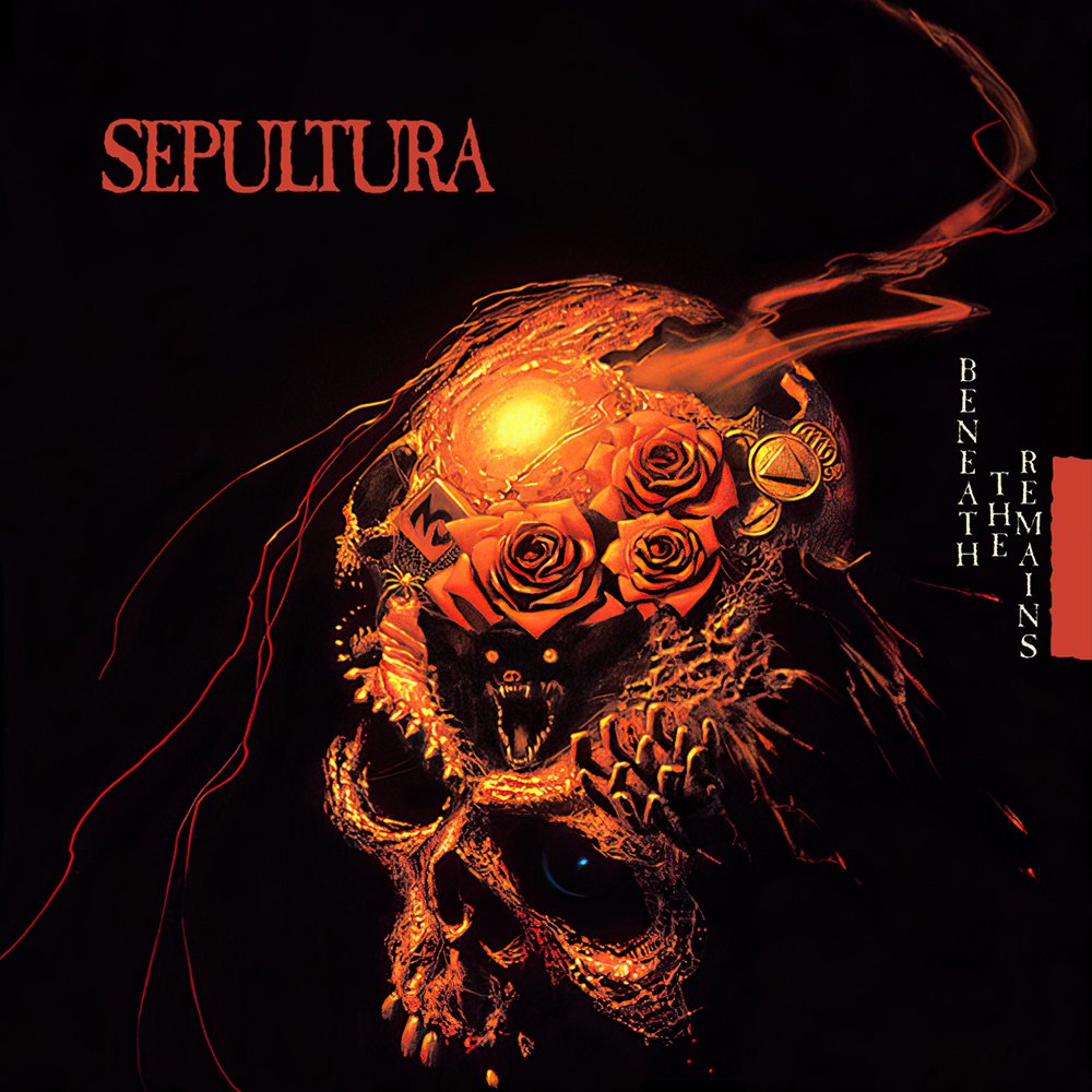 DMTMPromo's tweet image. April 7th, 1989 Sepultura released album: Beneath the Remains. 
#deaththrashmetal 🇧🇷
- Scott Burns – Producer, engineer, mixing.
- Sepultura – Production.
- Michael Whelan instagram.com/theartofmichae… – Front cover illustration ("Nightmare in Red").
Label: Roadracer Records.