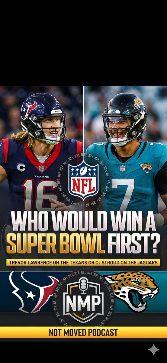 NotMovedPod's tweet photo. Who would win a #superbowl first? #texans #houston #Jacksonville #jaguars #nfl #football #notmovedpodcast #nmp https://t.co/rZw9BKavuJ
