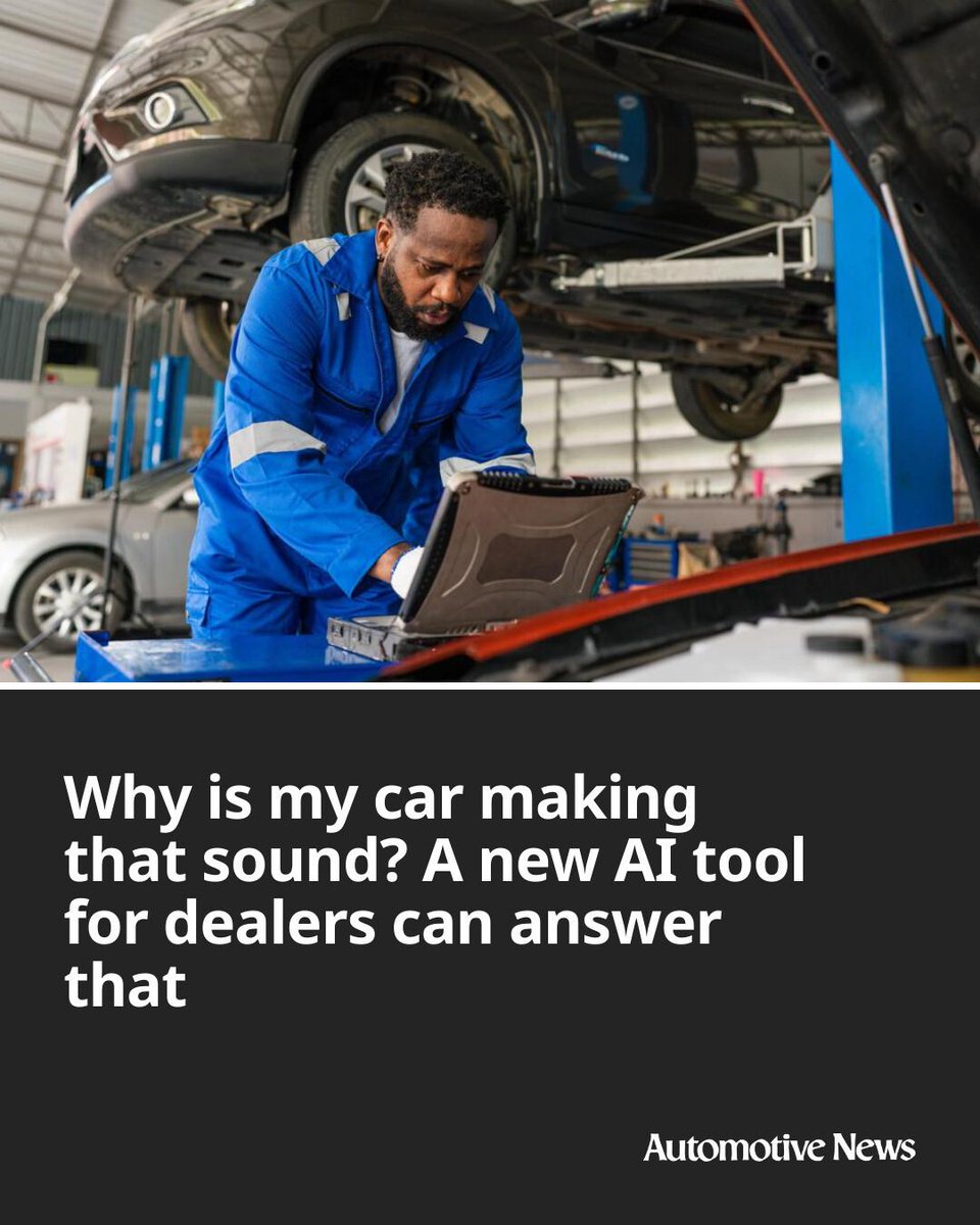 Automotive_News's tweet image. Service technicians for decades have assessed the health of vehicles by listening to the rumble, roar and sputter sounds they make. Now, artificial intelligence can do the job for them.

#ArtificialIntelligence #AI #autoservice #automotive #autoindustry