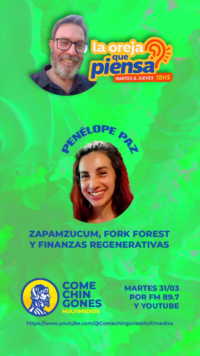 Penelope Paz visitó los estudios de Radio Comechingones para presentar <a href="/ForkForest/">Fork Forest (Conservacion ecologica)</a> en "La oreja que piensa".

Link a la entrevista en el proximo mensaje.