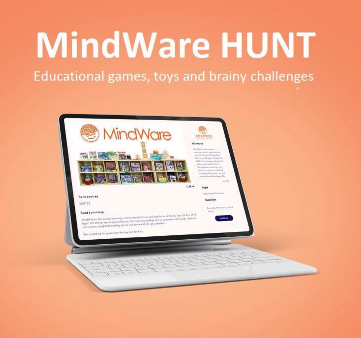 Exciting news for innovators!

<a href="/MindWareToys/">MindWareToys</a> — a leader in creative educational toys and games — is running a product hunt on MarketBlast®.

They’re on the lookout for fresh, innovative toy and game ideas that inspire learning through play.

If you’ve developed something unique