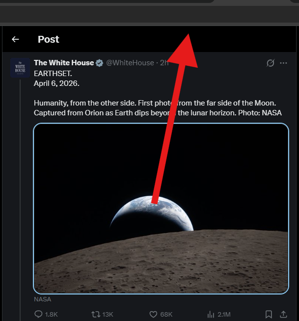 fletch360's tweet photo. @JesC_Swings @WhiteHouse @NASA Millions of miles in this direction, obviously. https://t.co/rYXWkOrUPb