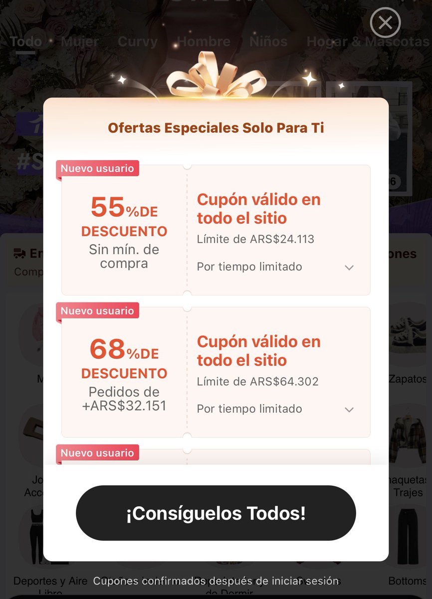jefadelahorro's tweet image. 🚨NUEVOS CUPONES DE SHEIN🚨 

Les dejo cupones de hasta 68% de descuento solo para nuevos usuarios 👉 onelink.shein.com/1/5li35e1dg8j3 

Si ya compraron pueden registrarse con una nueva cuenta con otro mail 😉 aparecieron nuevos recién! 🏃‍♂️🏃‍♂️