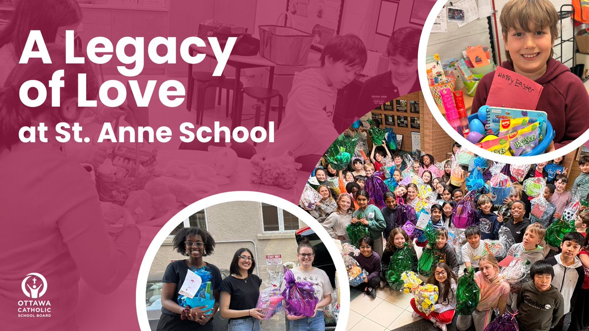 OttCatholicSB's tweet image. 56 baskets. 🧺 56 reasons to smile. 💛

Grade 4 students @StAnneOCSB created Easter baskets for children at St. Joe’s Women’s Shelter in honour of Sister Shelly Lawrence. 🐣

Small acts. Big impact. 🙏

🔗 Read more: ocsb.ca/2026/04/07/a-l… #ocsbBeCommunity #ocsbBuildsBridges