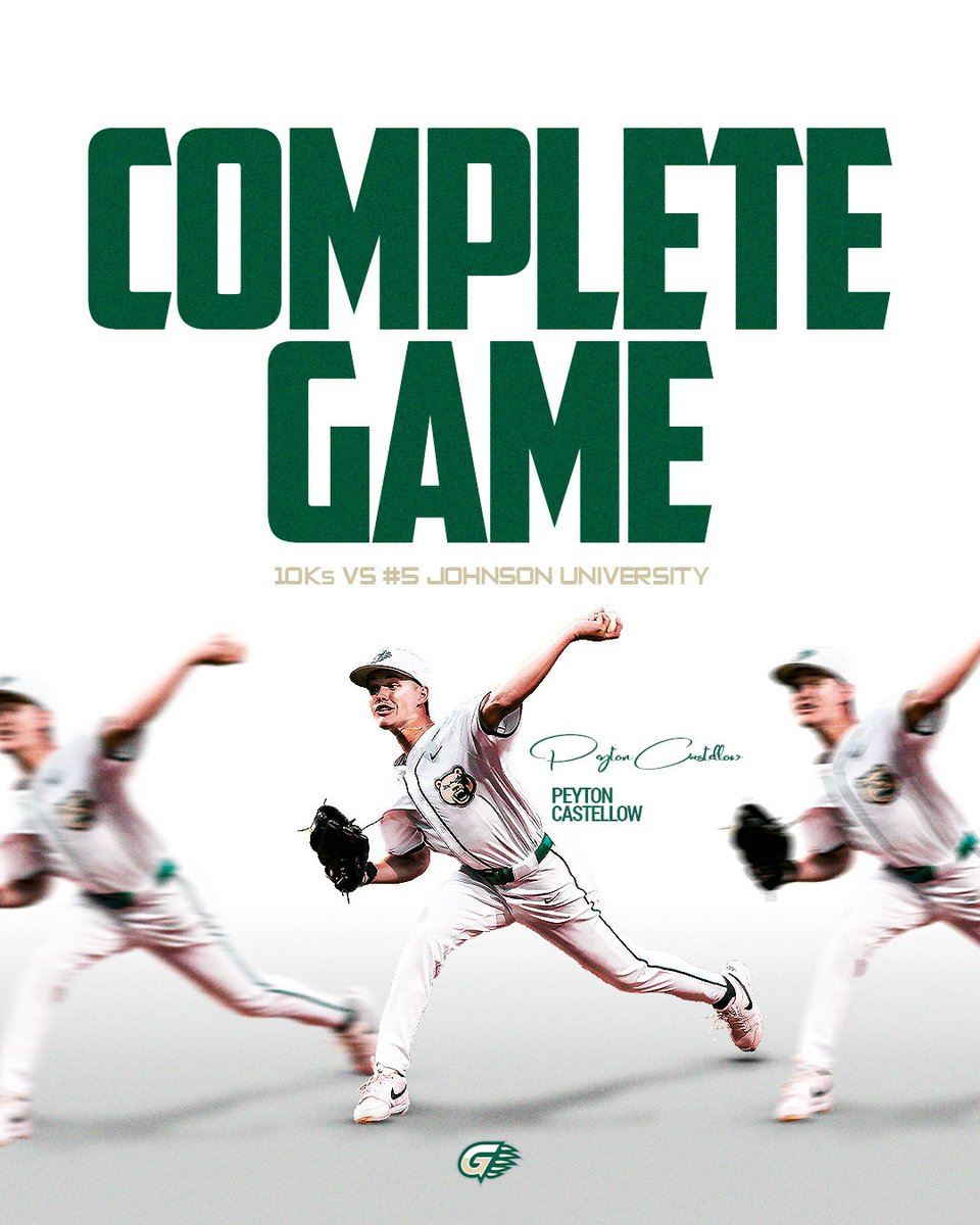 GGC_Baseball's tweet photo. Pey Day 💰

Peyton Castellow tosses a complete game to win the series vs #5 Johnson University 

#clawsout https://t.co/LWvUY6ukgs