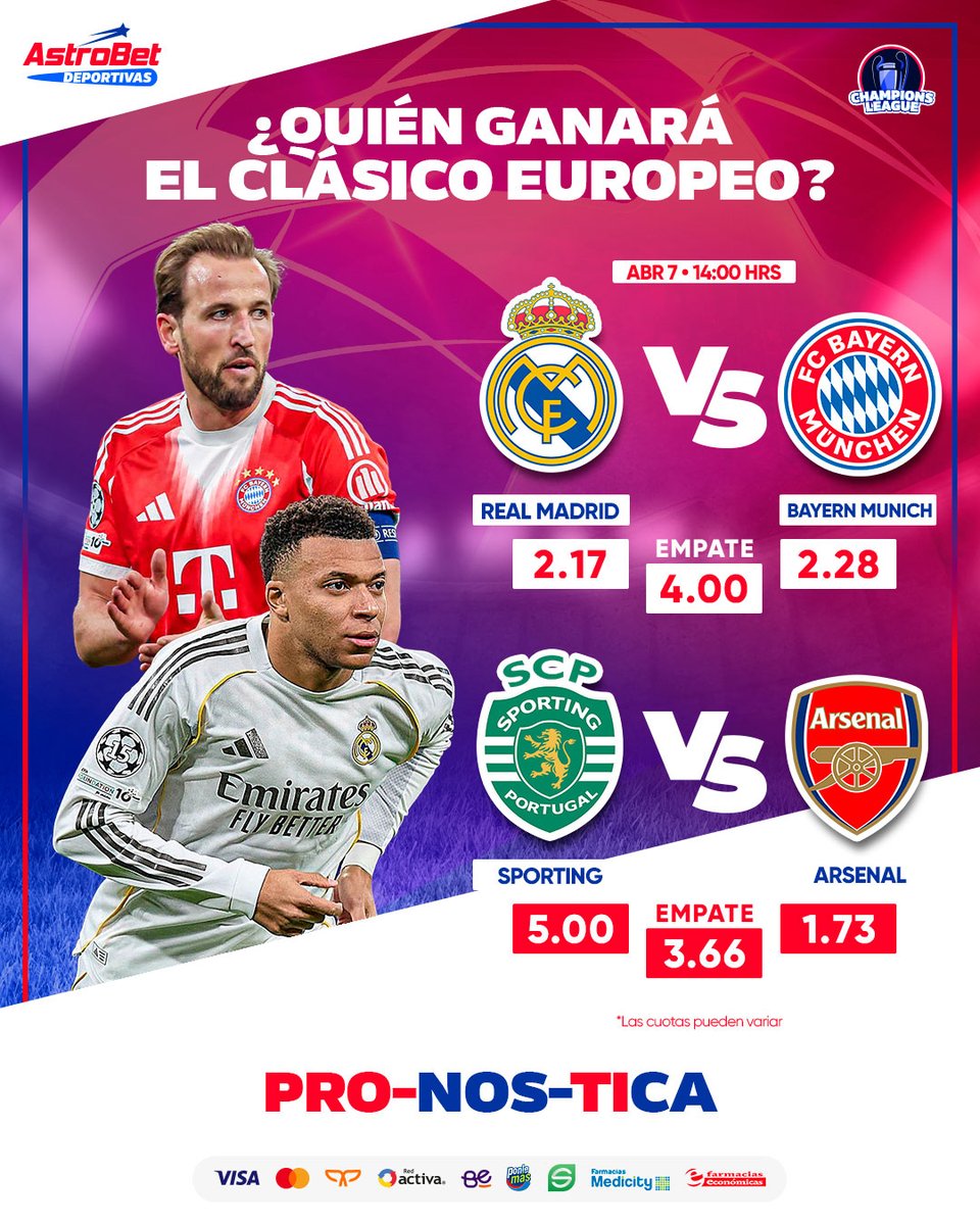 No es un partido cualquiera… son los cuartos de final y el margen de error ya no existe. El Rey de Europa se mide con el Gigante de Baviera en una noche donde cada detalle puede decidir la serie.​​

¿Cómo lo ves? Pro-nos-ti-ca en Astrobet.ec 🐶​

#Astrobet #Ecuador