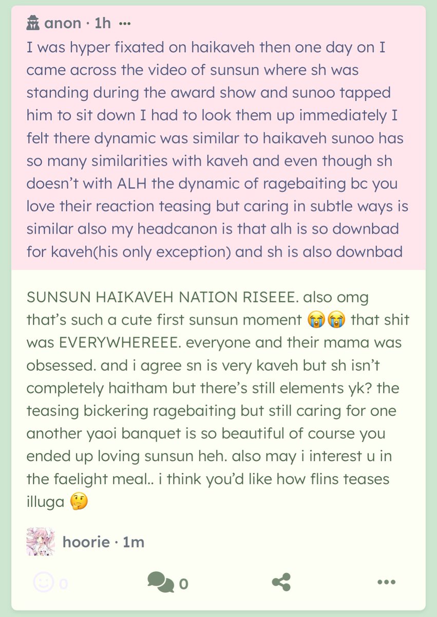 mitsuhoon's tweet image. I was hyper fixated on haikaveh then one day on I came across the video of sunsun where sh was standing during the award sh… — SUNSUN HAIKAVEH NATION RISEEE. also omg that’s such a cute first sunsun moment 😭😭 that shit was EVERYWHEREEE. everyone and t… alterspring.org/@noojoshi/a/11…