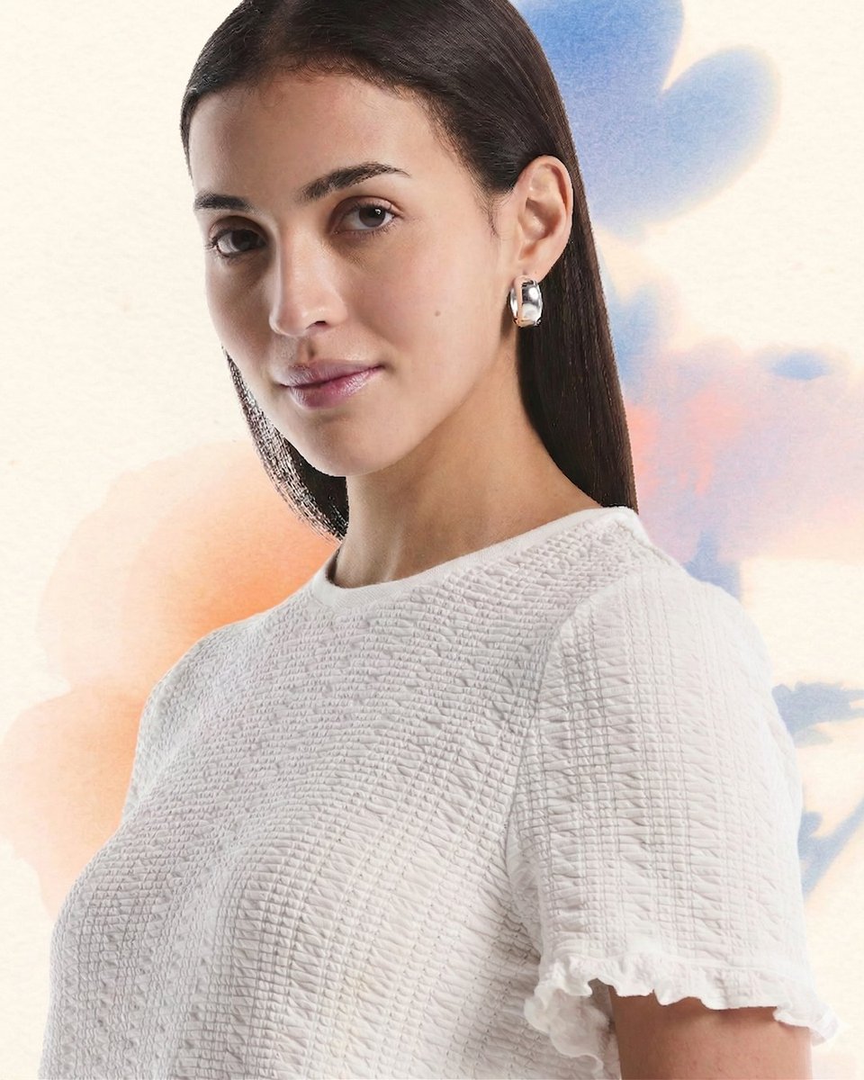 Light as the season. The textured knit tee you’ll reach for all Spring. #RafaellaStyle