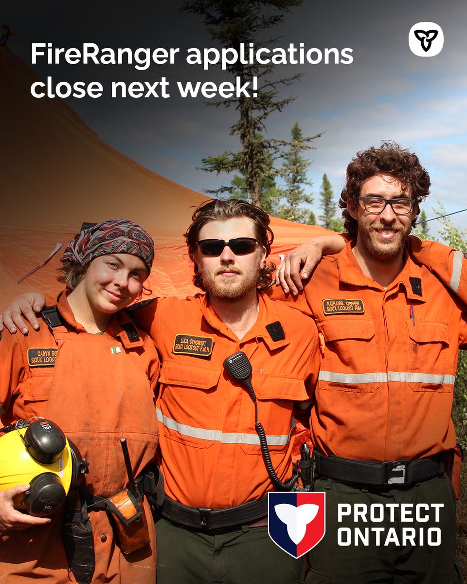 ONresources's tweet image. Don’t let this opportunity of a lifetime pass you by!

#IgniteYourPassion and become a FireRanger for the 2026 wildland fire season. 🔥

Time is ticking, applications close on April 15! ⏰

Apply now: ontario.ca/FireRanger

#WeAreMNR #NowHiring

@ONforestfires