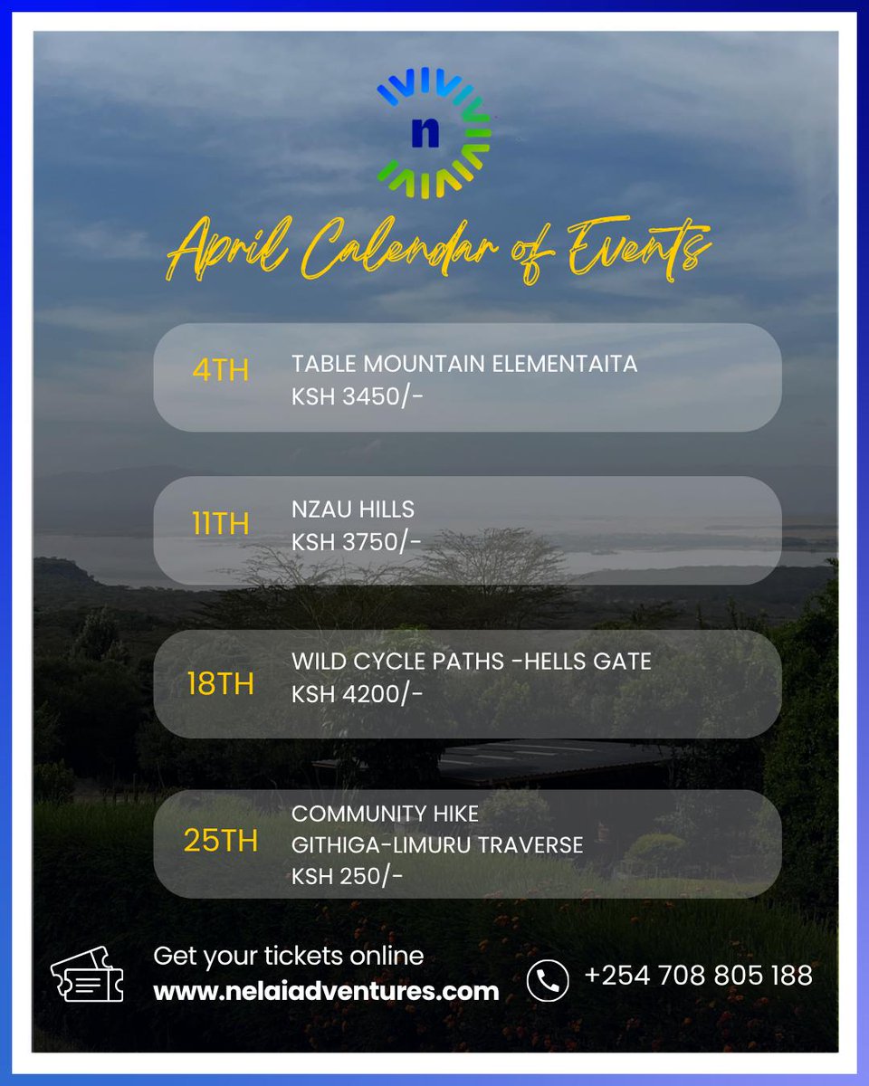 nelaiadventures's tweet photo. Hello Good people, April just got better with energy and even better views.
We'll be stepping out, riding and showing up for breath taking experiences .
 From hills to gorges to hidden trails… consider this your sign to join https://t.co/gNGQb4Vnv3 the crew. https://t.co/ShdY3CRtyI