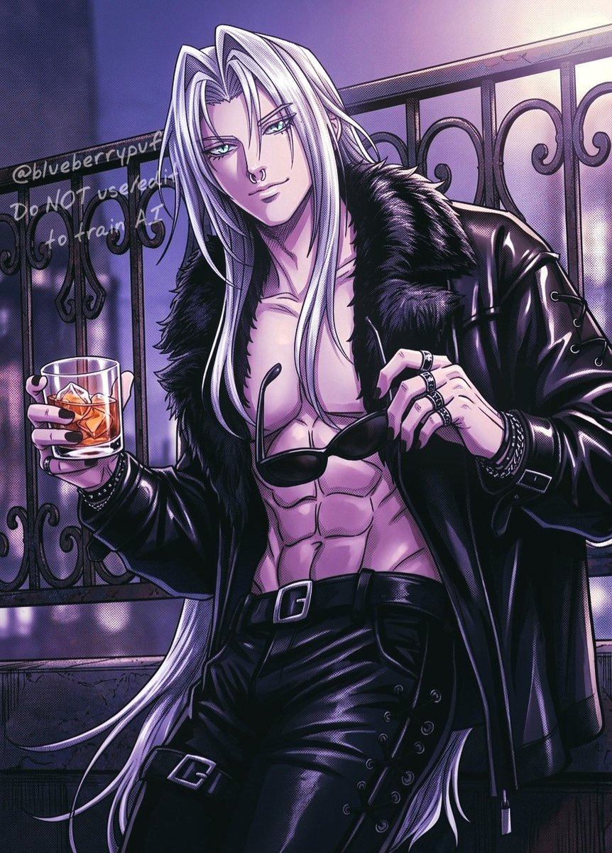 Monsterbf1Ilove's tweet photo. Not a single care in the world. Modern AU where #Sephiroth owns a penthouse, drinks whiskey neat, and ruins your life with a smirk. 

#セフィロス https://t.co/pP5QGYEYo6