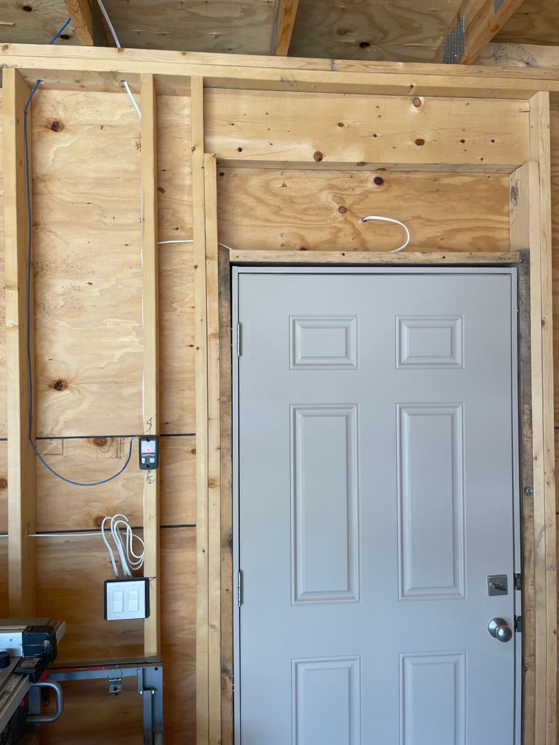 KrimpElectric's tweet photo. Security light on a car garage in the Foothills. Dual-head LED flood, motion sensor, clean mount. #KrimpElectric #Foothills https://t.co/fLiJMJ3yqt