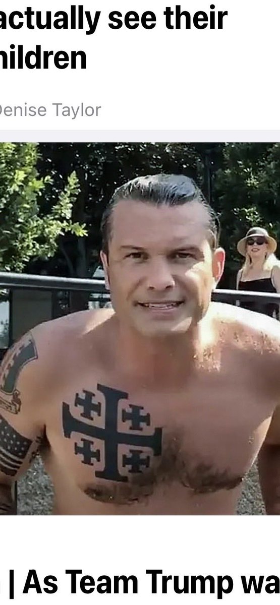 Gravelax3's tweet photo. @MarinaPurkiss @Patrici89225734 Hitler would be proud!
#Trump #Hegseth #Vance

Online the tattoos are described as the #JerusalemCross of the Crusaders #Crusades 
#IranWar‌ https://t.co/jkBUuVpLFM