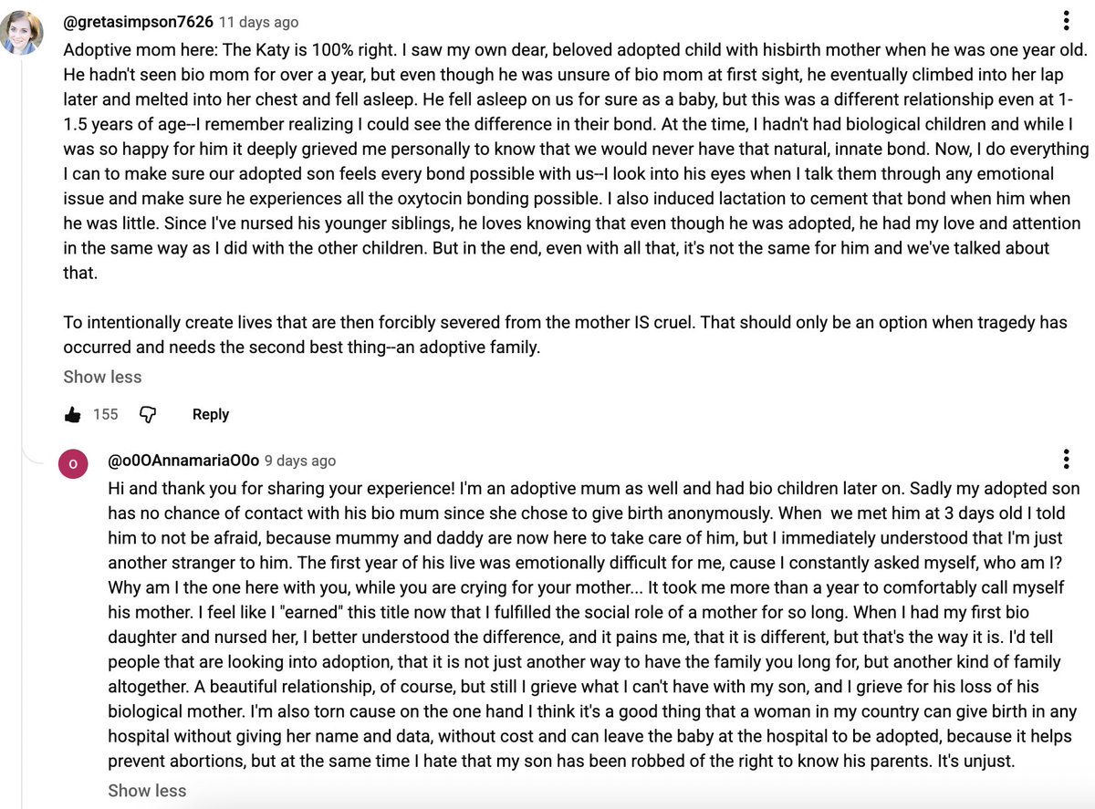 Katy_Faust's tweet image. I recently debated a woman who sold her eggs, runs a popular #surrogacy account, and who was in the middle of her second surrogate pregnancy. (I'll link below)

The convo ranged from identity struggles donor children face, how surrogacy is trafficking, and the harm of maternal