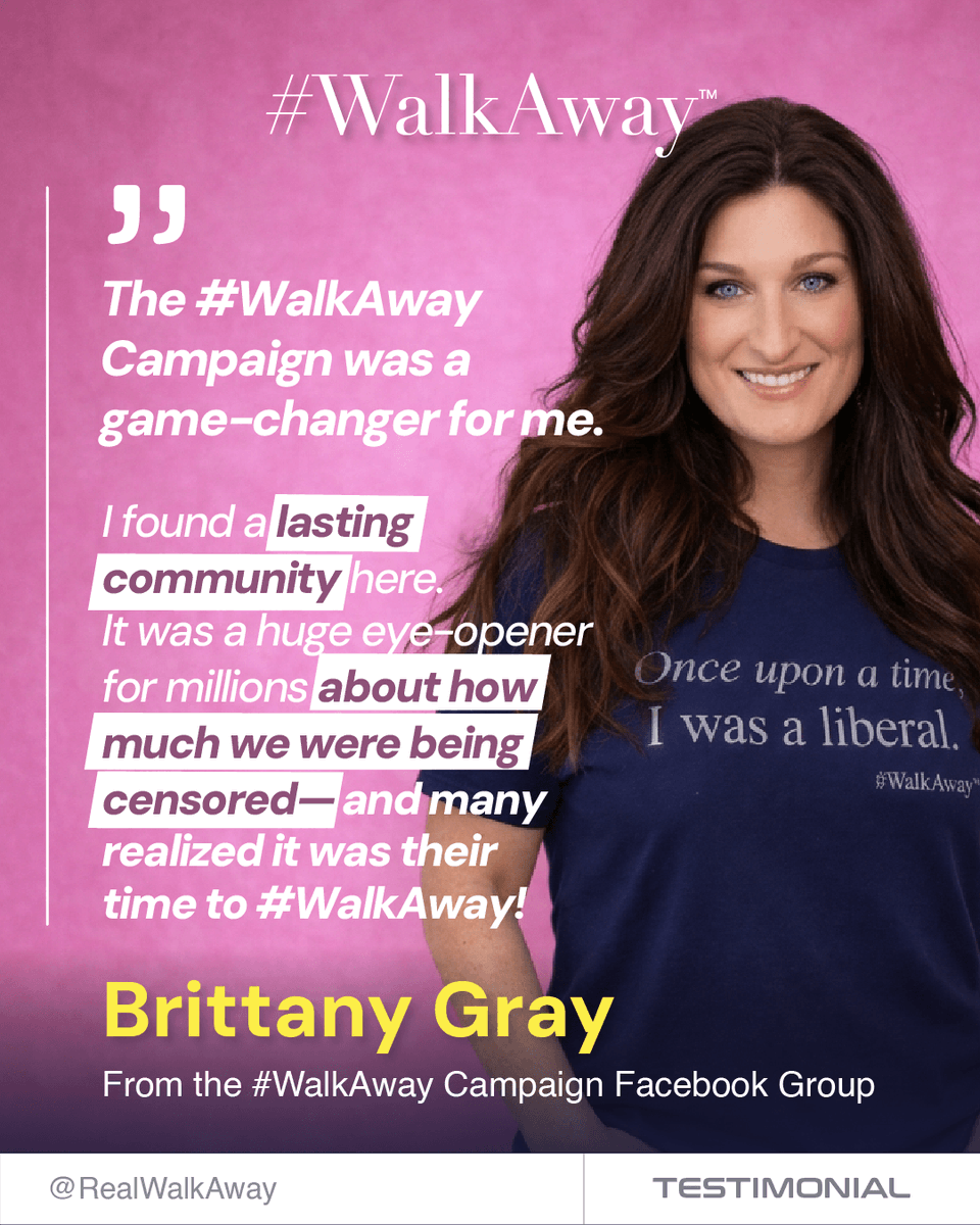 RealWalkAway's tweet image. So much gets hidden… filtered… controlled — and most people don’t even realize it.

Brittany says #WalkAway opened her eyes to what wasn’t being shown — and once she saw it, everything changed.

Because once you see what’s been kept from you… there’s no going back.

What