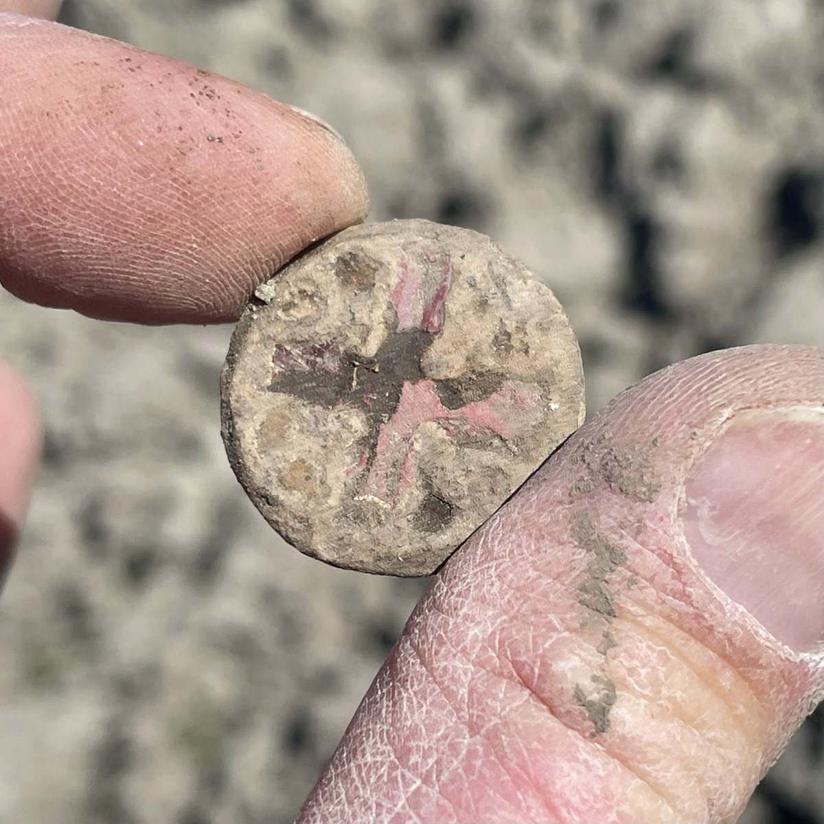 medieval_digger's tweet photo. Yesterday I found this Amazing Medieval Disc Brooch! It has a beautiful Red Enameled Cross! 😍👌#metaldetecting https://t.co/X4q2qGgVuD