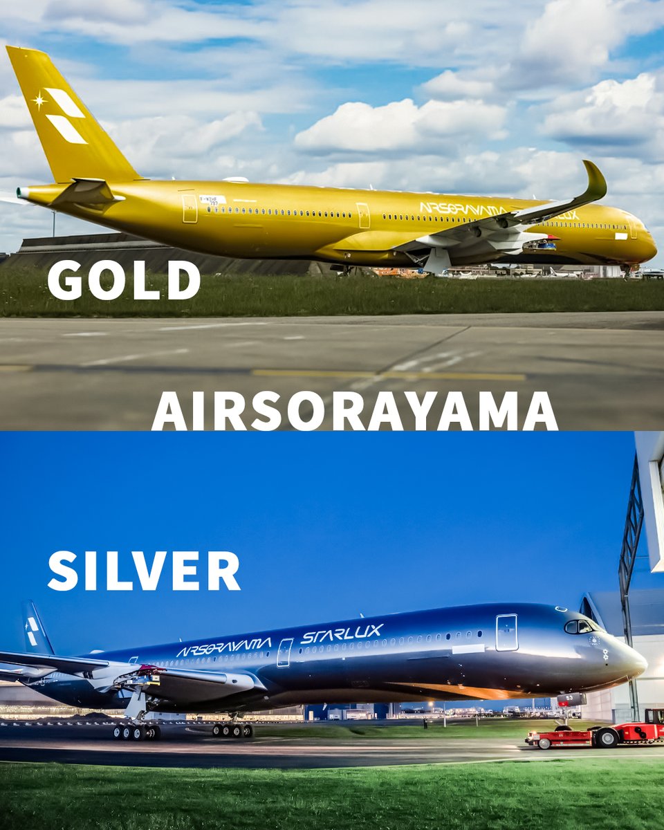 airwaysmagazine's tweet image. Gold 🔄 Silver STARLUX AIRSORAYAMA

#starluxairlines #airbus #avgeek