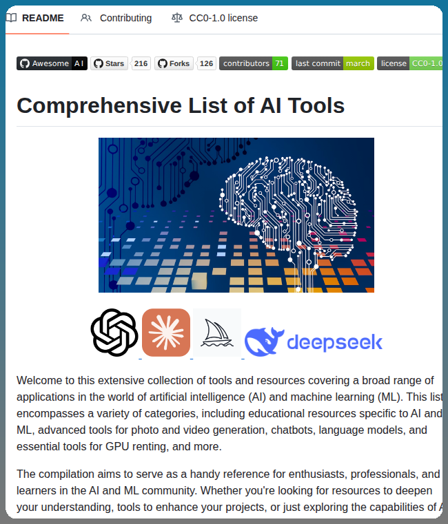 tom_doerr's tweet image. Curated list of AI tools and resources

github.com/eudk/awesome-a…