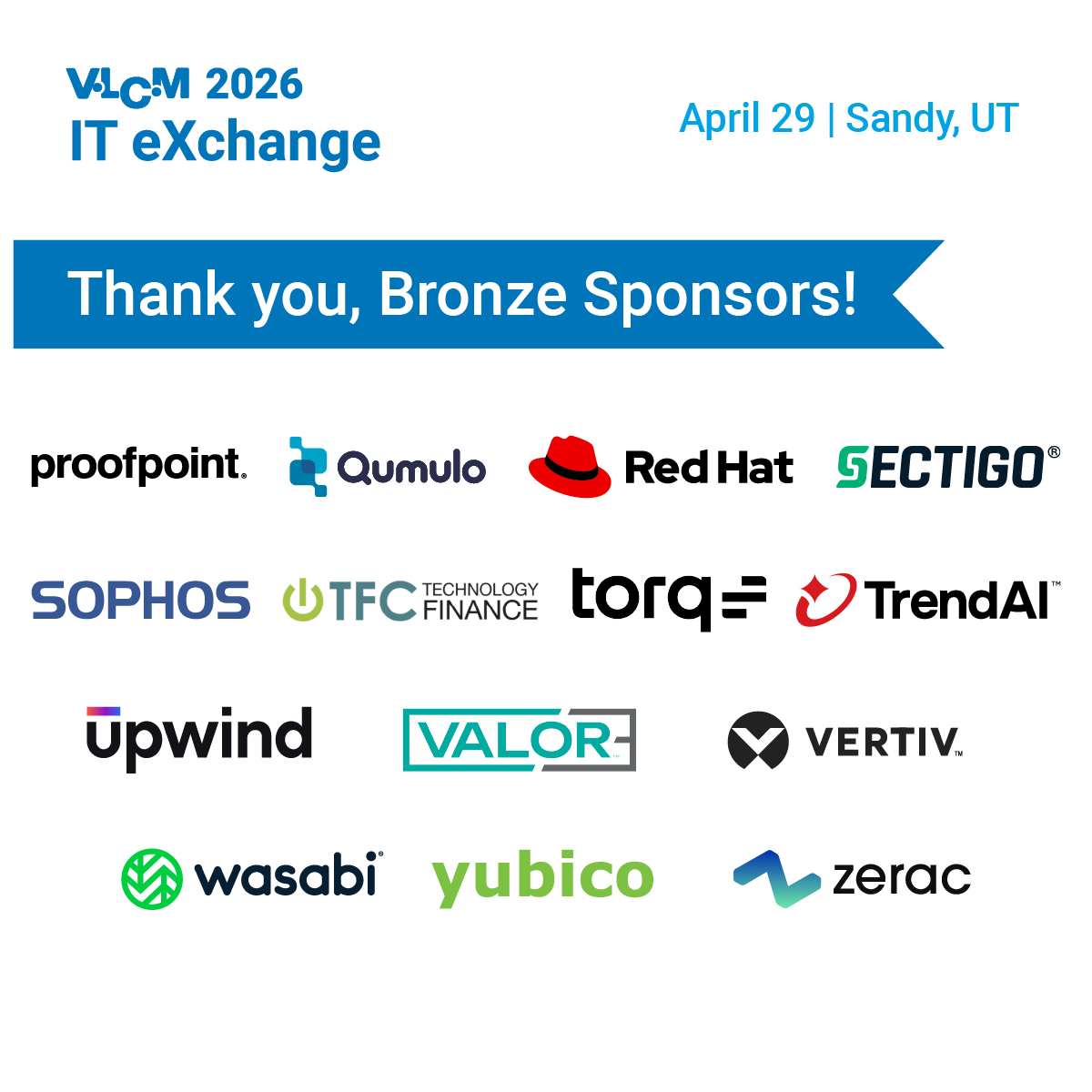 vlcmtech's tweet photo. We have an incredible line up of Bronze Sponsors for VLCM 2026 IT eXchange. You can find them all on the trade show floor on April 29. Register for the show by visiting https://t.co/hBMGtCBBYa to meet them all! https://t.co/c4TFF4D58d