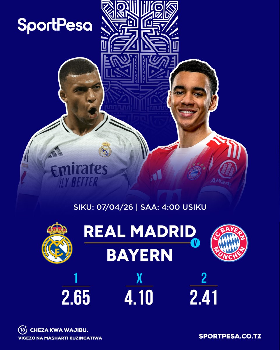 TZSportPesa's tweet image. Dude moja la kutisha🤯

Real Madrid 🆚 Bayern Munich

Weka mkeka na *150*87#, App au sportpesa.co.tz⁣
⁣
#sportpesa #sportpesaushindiuendelee #makeitcount