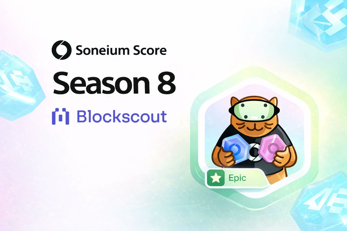 Last few days to earn extra points @Soneium Score Season 8!

Complete the Blockscout mission and grab +2 Score points:

✔ 5 swaps

✔ $20 total volume

✔ Mint the Scout &amp; Swap badge

First, swap here:

soneium.blockscout.com/apps

Then, mint here

badges.blockscout.com/mint/scoreNSwa…