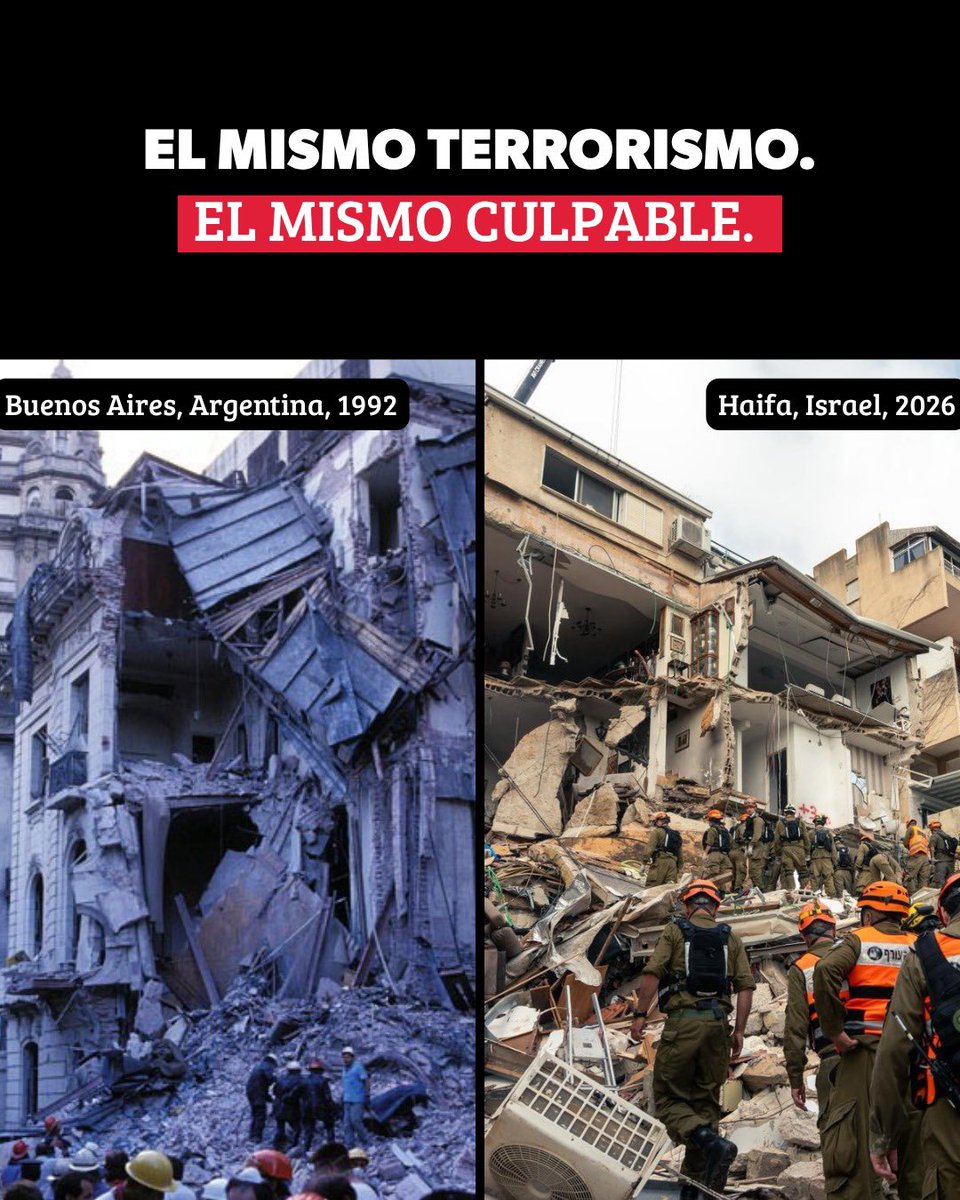 Desde hace décadas el régimen iraní exporta su terrorismo a todo el mundo.   
Los mismos que hoy atacan Israel con misiles, son los culpables de atentados terroristas y masacres a través de sus proxys en el mundo entero. 
Las huellas sangrientas del terrorismo del régimen iraní