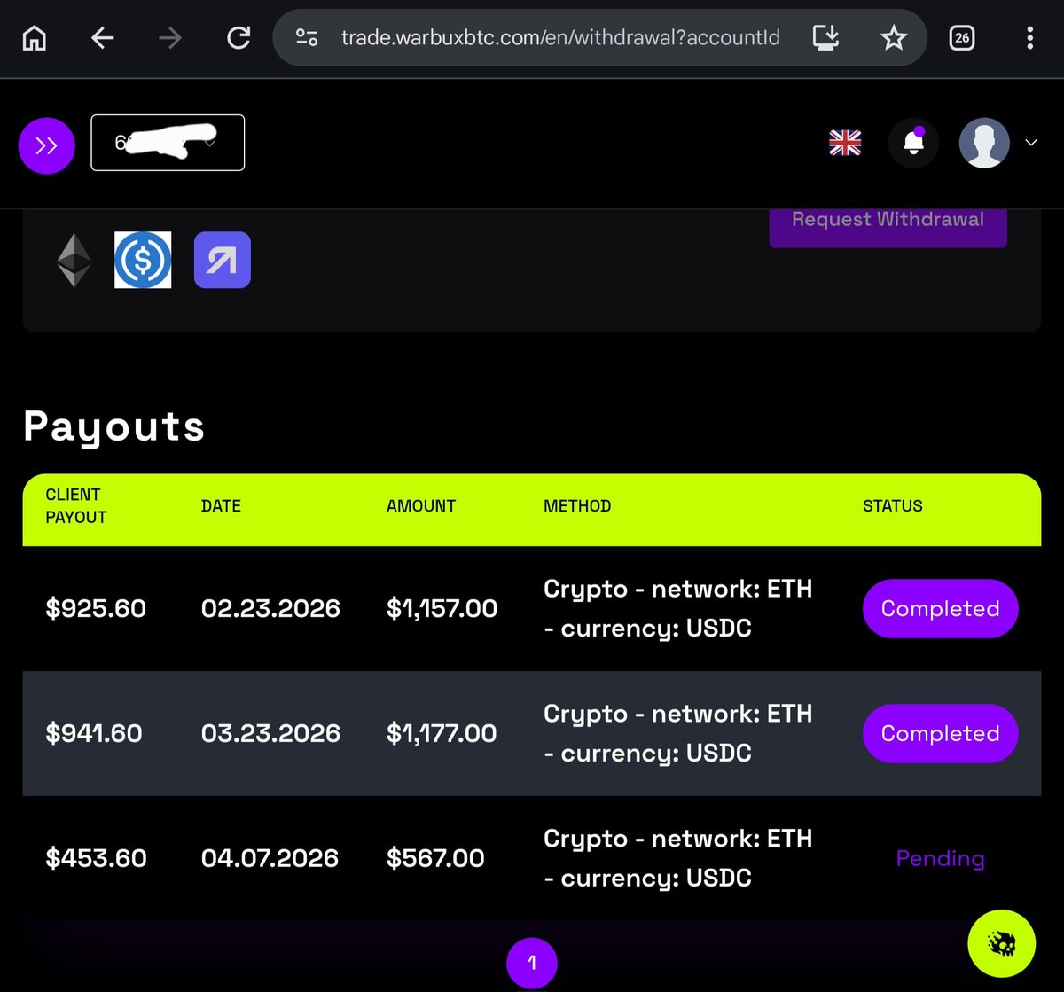 DrowsyJock's tweet photo. Requested my 3rd payout today @warbuxbtc .

Lower than the last one, but that’s part of the game.

Not every week is about big wins.
Some weeks are about protecting capital and staying consistent.

What matters:
→ Following the plan
→ Avoiding unnecessary trades
→ Staying disciplined even when setups are fewer
→ Staying consistent

Payouts will fluctuate.
Discipline shouldn’t.

#cryptoprop #BTC #ETH #payout