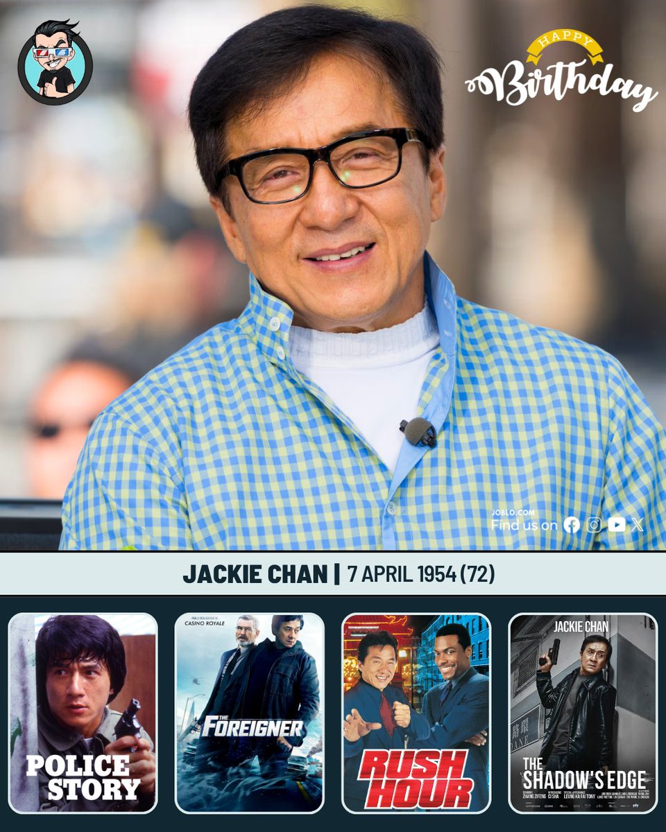 joblocom's tweet photo. Jackie Chan turns 72 today! 🎂
#JackieChan #MovieLegend #PoliceStory #DrunkenMaster #RumbleintheBronx #RushHourFranchise https://t.co/hESLBHSbDd