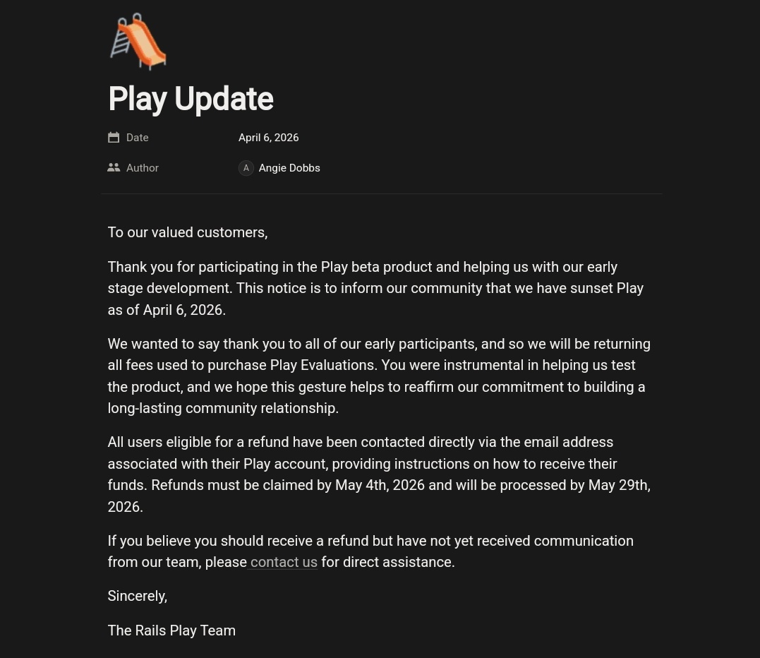 zarvxbt's tweet image. peak shutdown season continue 

another one @rails_xyz is shutting down

they’re refunding everyone who paid for evaluations

check your email (the one you used for rails play)

just reply with your eth wallet to claim it

you’ve got 30 days to respond
refunds will be done by may