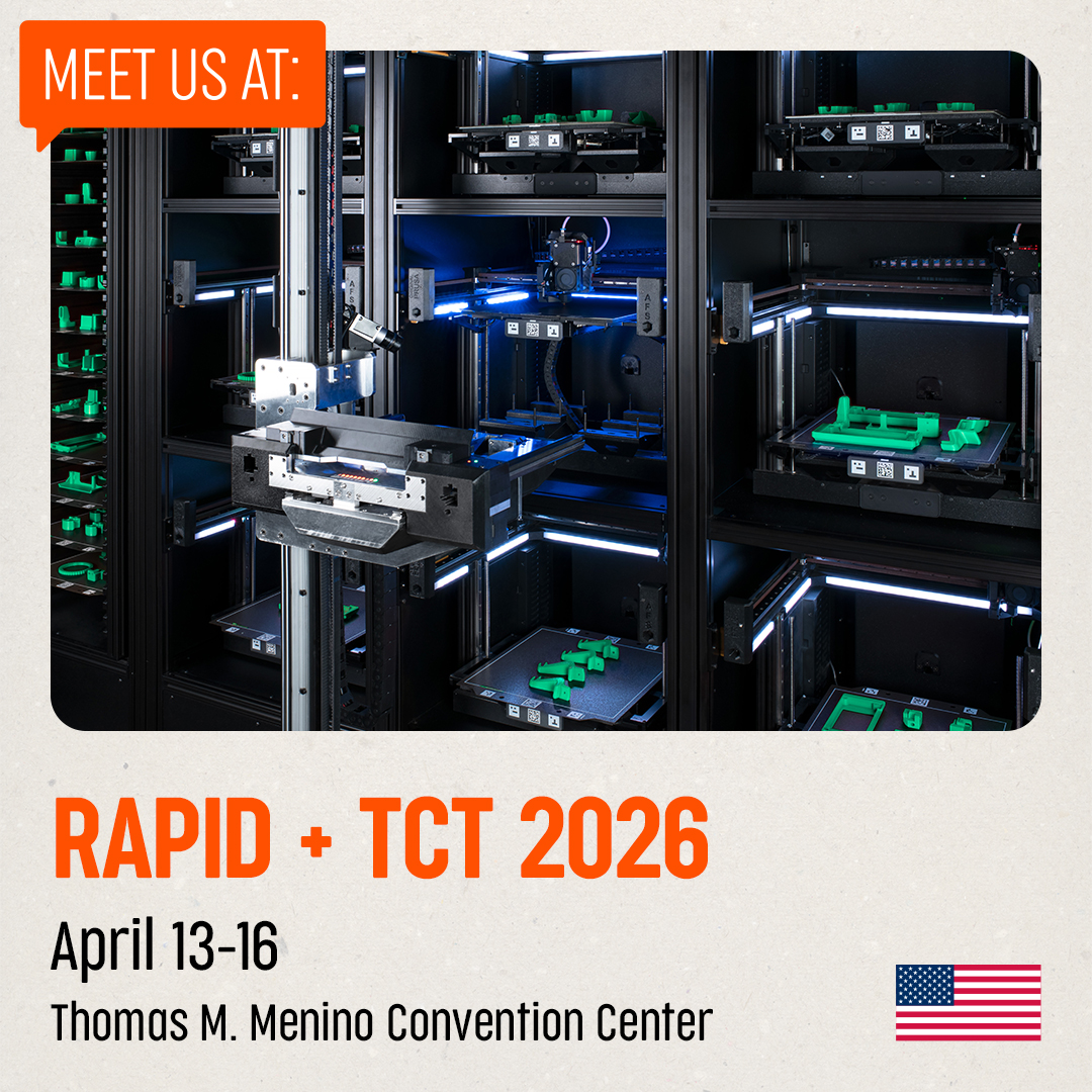 Prusa3D's tweet image. Prusa Research will be back at RAPID + TCT 2026 in Boston this year, from April 13–16. 📅 If you’re visiting the show, make sure to stop by booth 1543 and say hi. We’ll be bringing several new products and giving visitors a chance to see them up close in live demos. 1/3