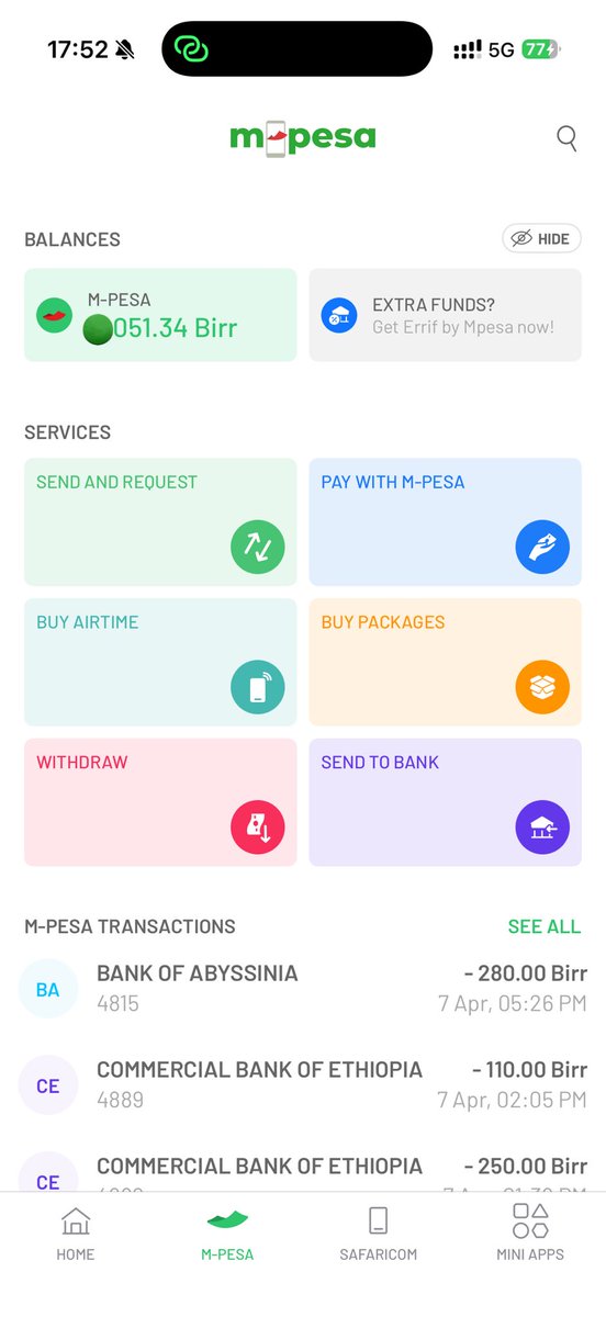 vonmutinda's tweet photo. @Safaricom_Care,
@SafaricomPLC,
@PeterNdegwa_ 

How come Safaricom ሳፋሪኮም Ethiopia has a better MPESA app than Kenyan’s?

@Jayriq you have a point. https://t.co/e9n5NcCqZZ