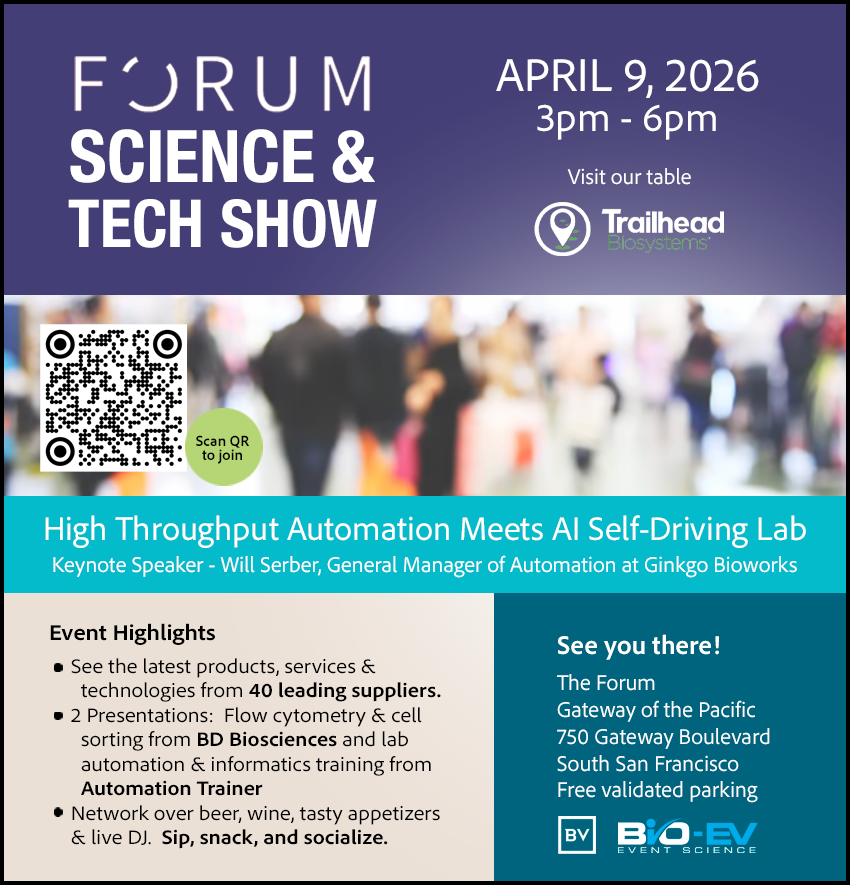 TrailBio's tweet photo. Peter Udall will be at The FORUM by BIO-EV this Thursday!

Stop by and talk about all things #iPSC, #StemCells, #NAMs applications, and custom differentiation services.

We look forward to seeing you there! https://t.co/imDlnLXui3