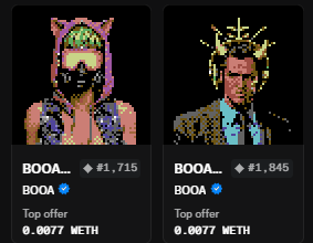 Treni47095652's tweet image. Today added 2 next BOOA by @0xmonas  to my collection

got 40 ;)