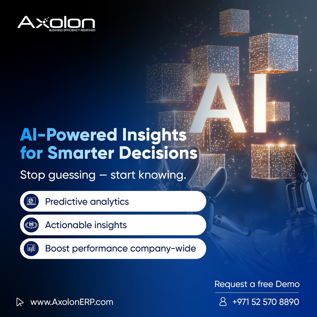 AxolonERP's tweet photo. Stop guessing. Start making smarter decisions.

With Axolon ERP, unlock AI-powered insights that help you predict trends, take action faster, and boost performance across your business.

Smarter data. Better outcomes.

#AxolonERP #AI #ArtificialIntelligence #BusinessIntelligence https://t.co/H1OEOxSv1y