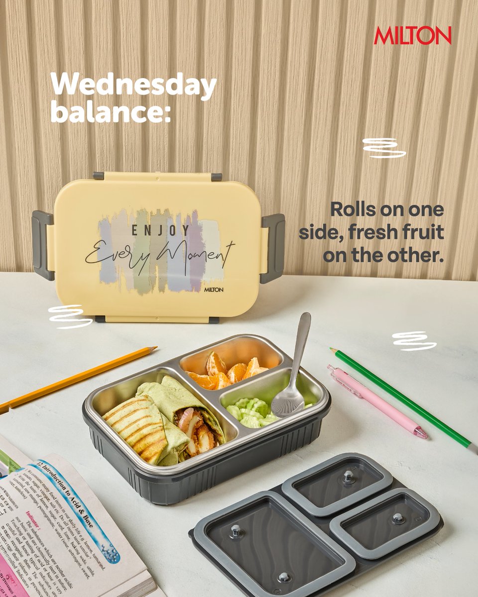 MiltonHomewares's tweet image. No more “What do I pack today—and will it leak?”

With Milton lunch boxes, everything stays warm, spill-proof, and neatly contained.

So parents can pack healthy, varied meals through the week with ease!

#Milton #TiffinLove #BackToSchool #SchoolEssentials #HealthyMeals