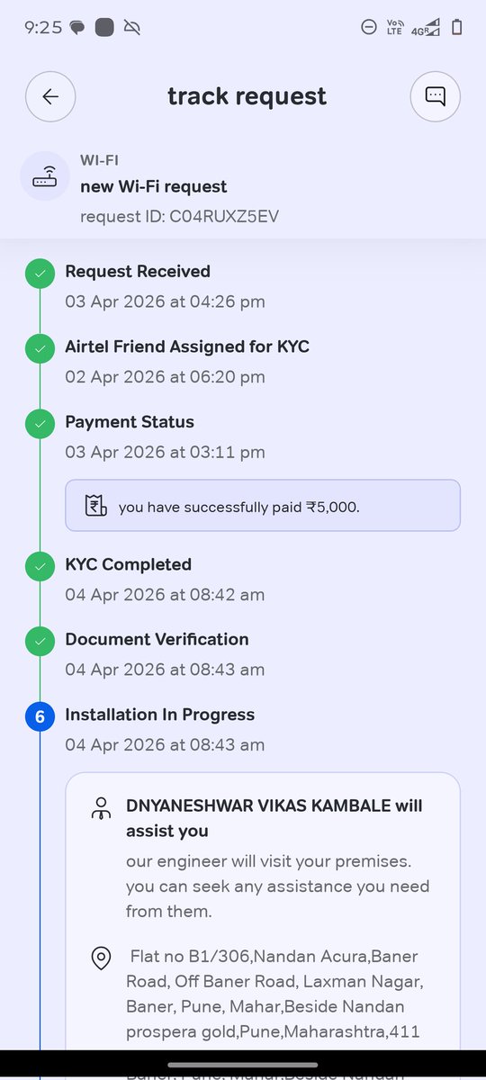 Zephead97's tweet photo. @airtelindia Installation manager in Balewadi, Pune took 5000 rupees from me and has not picked up my phone for 5 days. Please take action against him, he is not giving me WiFi connection. 

Sanjay H: 092256 50041
My order ID: 21-163008818854 https://t.co/SjumaD92Au