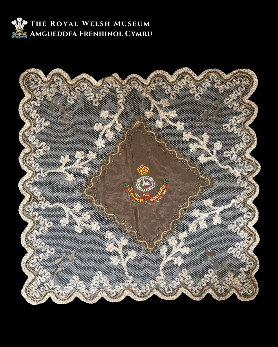 RW_Museum's tweet photo. #WhatisitWednesday? Here is a lovely piece of First World War 'trench art'. This delicate lace and silk embroidery was created by Private J. A. Lapping of the South Wales Borderers, possibly as therapy or during convalesence. #WW1 #FirstWorldWar #trenchart #army #armylife https://t.co/h3yGwf0xQ0