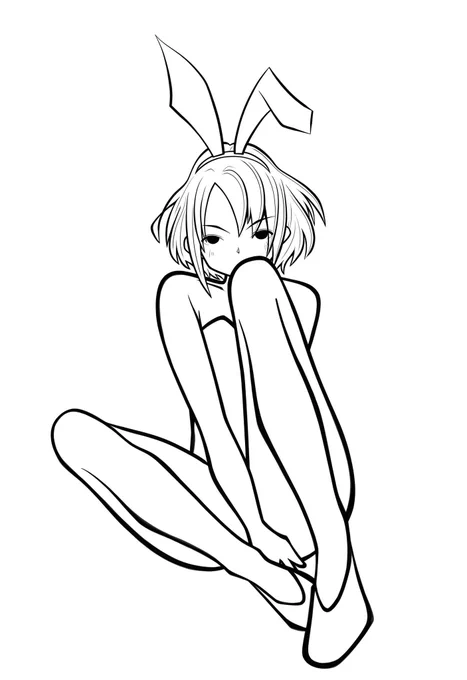 本日の下描きと線画 バニーちゃん描いてて楽しい (о'∀`о) #一次創作 #イラスト