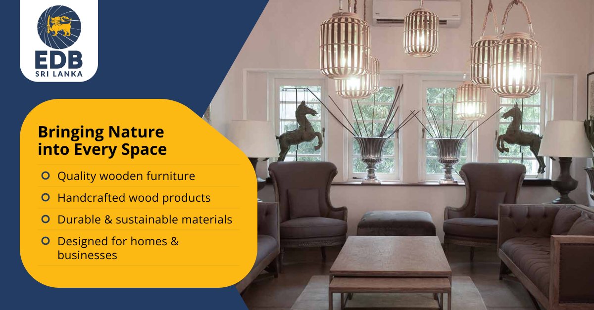 EDB_SriLanka's tweet image. Bringing Nature into Every Space bit.ly/47wcFTY
 Sri Lanka offers quality wooden furniture and handcrafted products made from durable, sustainable materials—blending natural beauty with everyday living. 🌳✨
 #WoodFurniture #SustainableLiving #SriLankaExports #HomeDecor