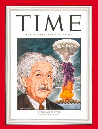 phalpern's tweet image. Albert Einstein was very unhappy being associated with the atomic bomb, as in his depiction in this Time Magazine cover. 

After World War II, he called for international control of nuclear weapons. Nuclear weapons, he implored, should never be used again.

#Einstein #Science